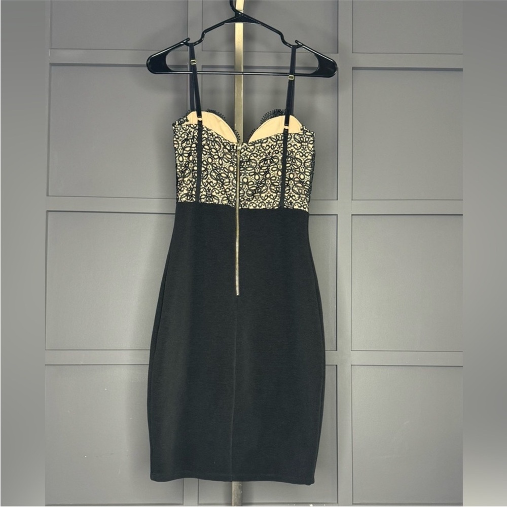 Mind Code Elegant Black And Cream Mini Dress - image 2